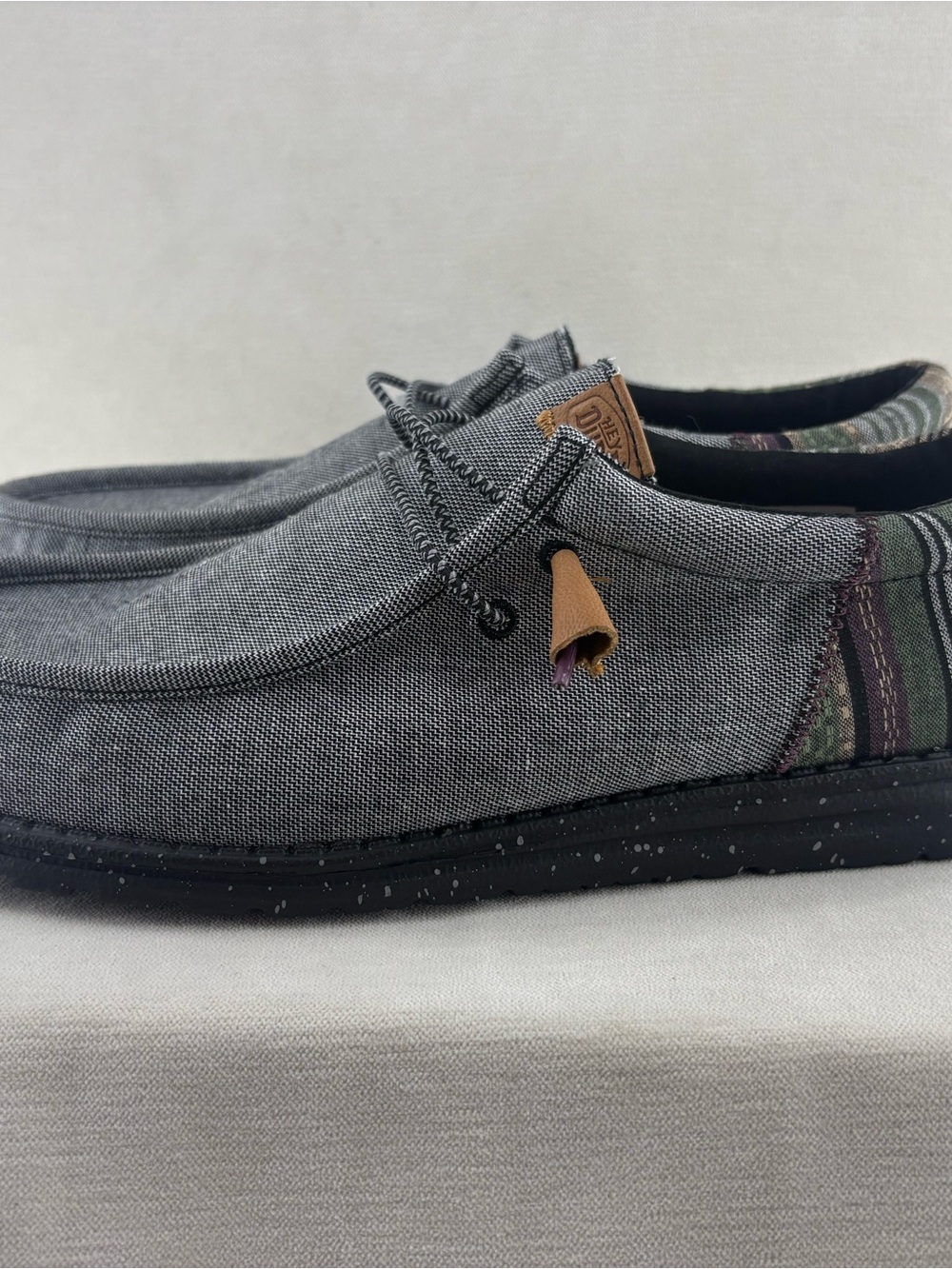 Hey Dude Wally Funk Baja Black Canvas Slip-Ons men’s size 14